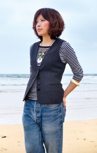 古着 リメイク shirt docking tailored vest